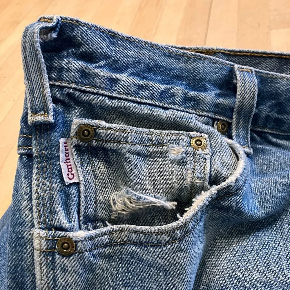 Carhartt Mens Carpenter Distressed Relaxed Fit Work Jeans Size 36x31 Blue AN EXC - Picture 6 of 12